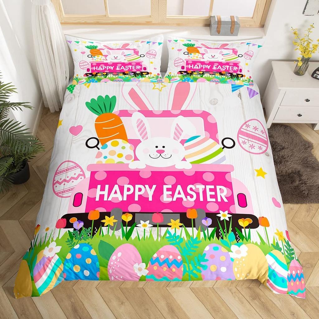 Пододеяльник с изображением мультяшного кролика, милый стеганый чехол для пододеяльника «Животное на Луне», микрофибра, комплект постельного белья «Облако, галактика, космос» для мальчика и девочки, подарок