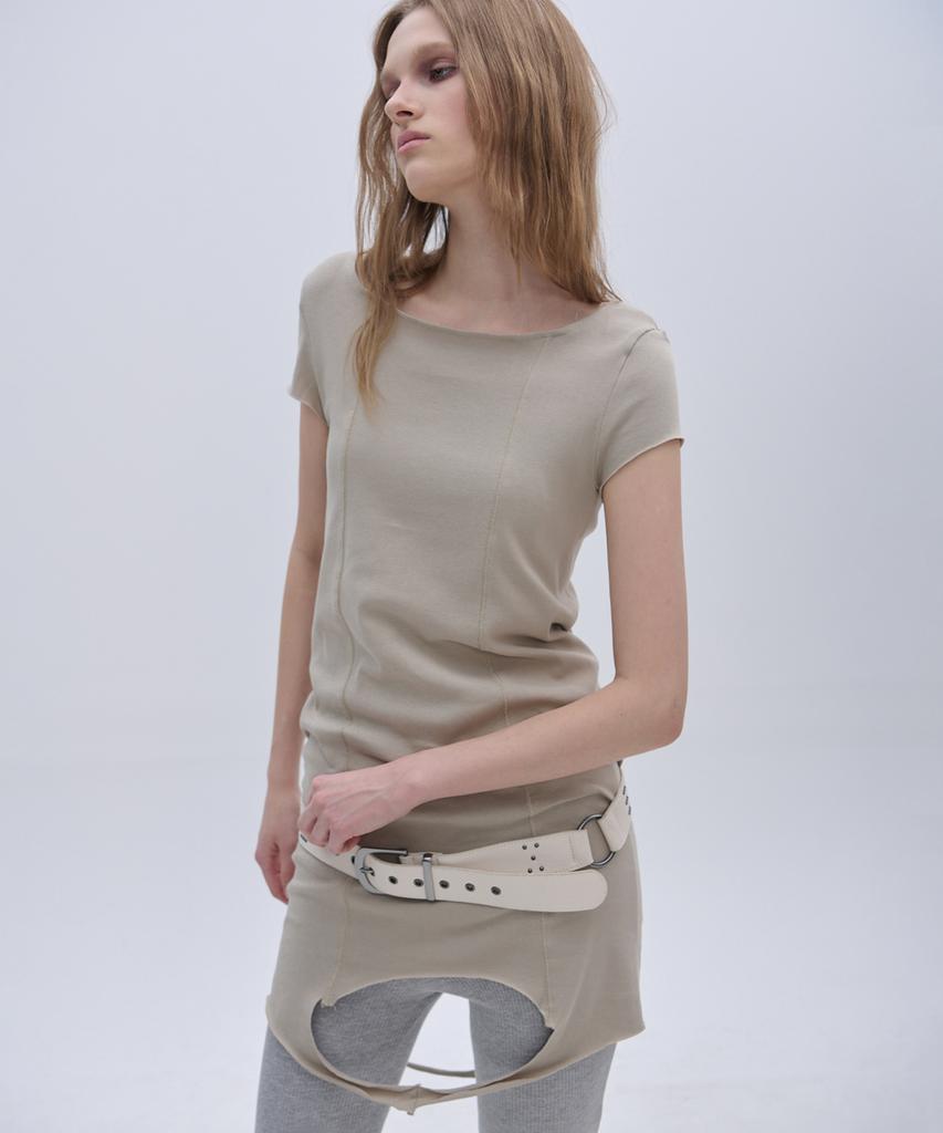 Комплект из платья-миди без рукавов и платья с коротким рукавом Place Studio Layered With Cutout Logo Embroidery Point _ 2 цвета