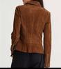 Brown Women's Suede Leather Jacket Western Style Handmade Casual Biker Fashion