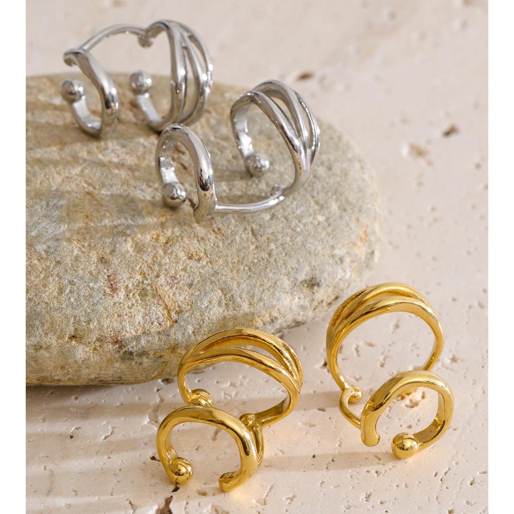 Eetit Персональные Унисекс Украшения Без Пирсинга Клипса на Ухо из Нержавеющей Стали Двухслойная Серьги-Косточки Водонепроницаемые Привлекательные Украшения