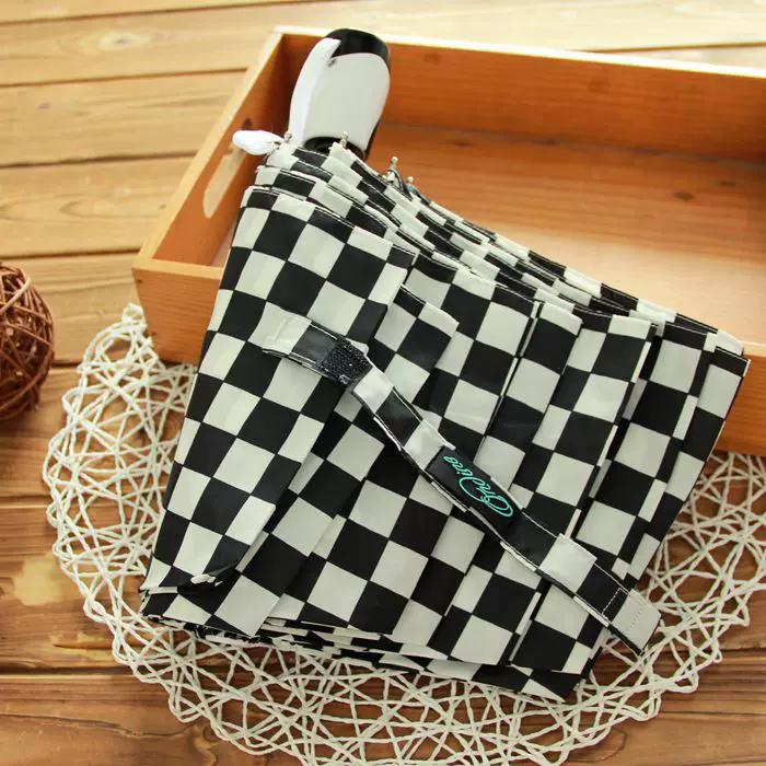 Japanese-Style High-End Personalized Creative Umbrella, Unisex Couple Umbrella, Classic Black and White Checkered Automatic Umbrella, Student Umbrella