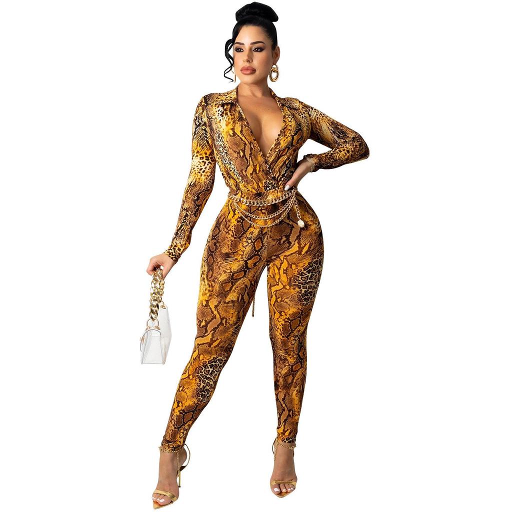 Европейская и американская мода V-образный вырез цифровая печать длинный рукав комплект брюк