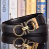 Salvatore Ferragamo 3.3cm Cowskin Men's Belt Luxury Brand Designer Belt Suit Jeans Formal Brand