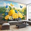 2D flat lemon flower cluster butterfly flying background cloth suitable for family gatherings birthday parties polyester
