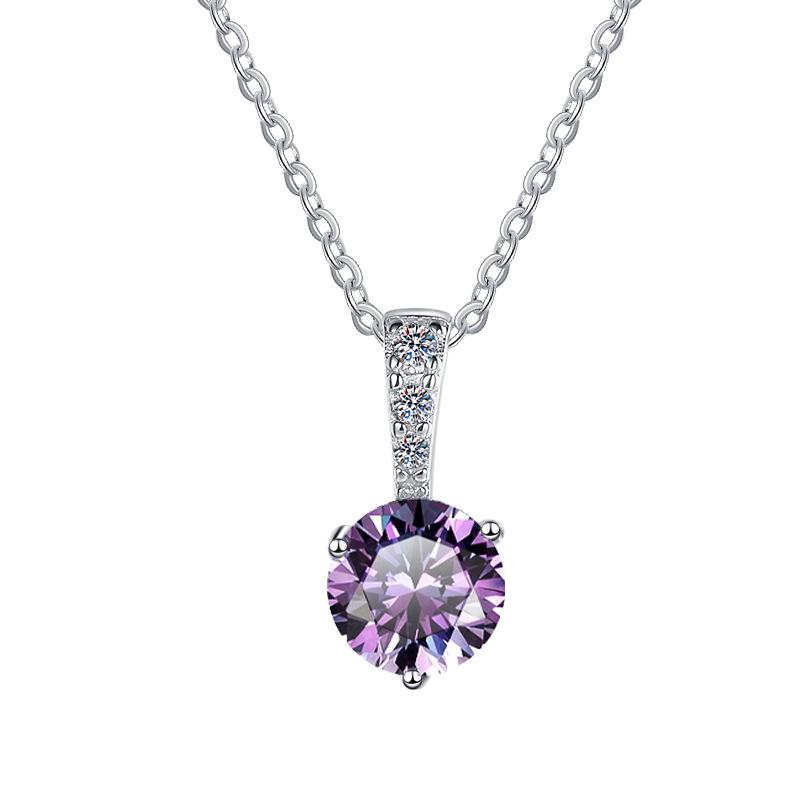 Solitaire Three Claw Zircon Moissanite Pendant Necklace with Link Chain, 925 Sterling Silver High-End Jewelry