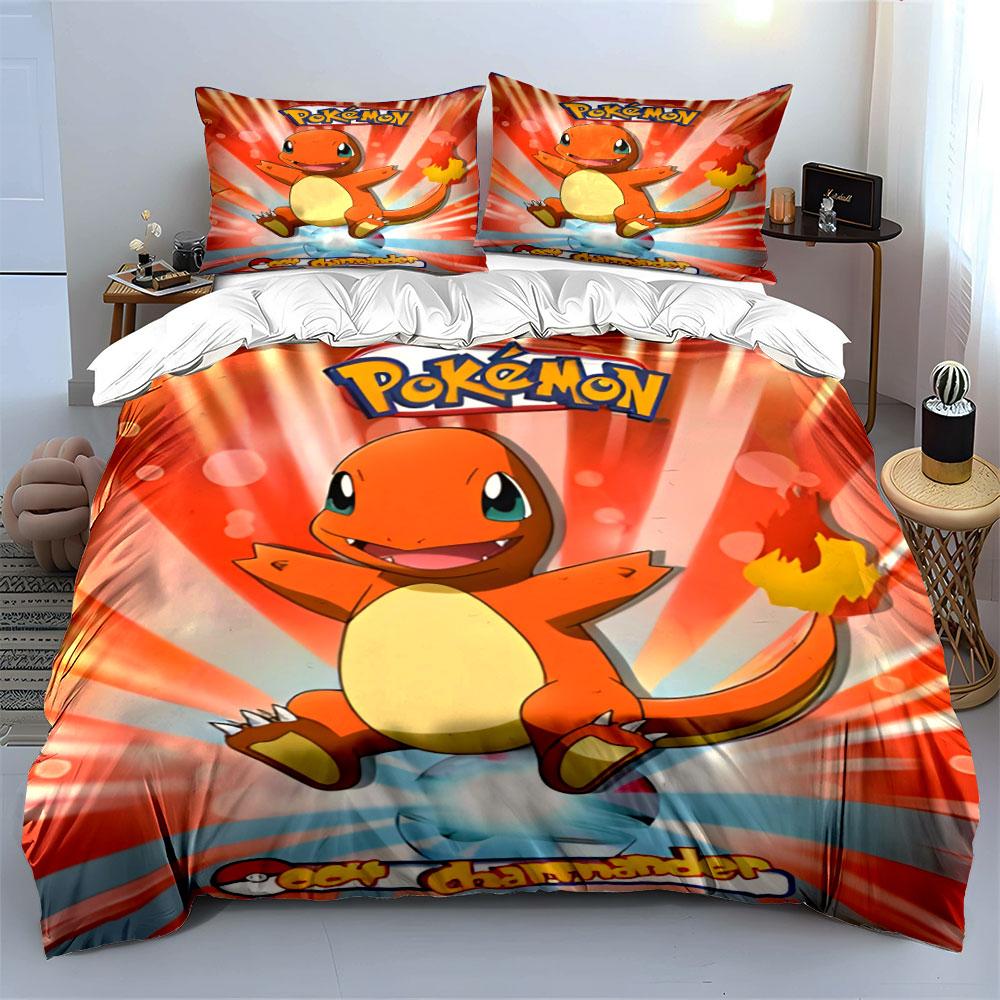 Cartoon Charmander character design. Bedding sets Duvet cover sets Duvet covers Pillowcases(1* Duvet Cover 2* Pillowcases without duvet insert)