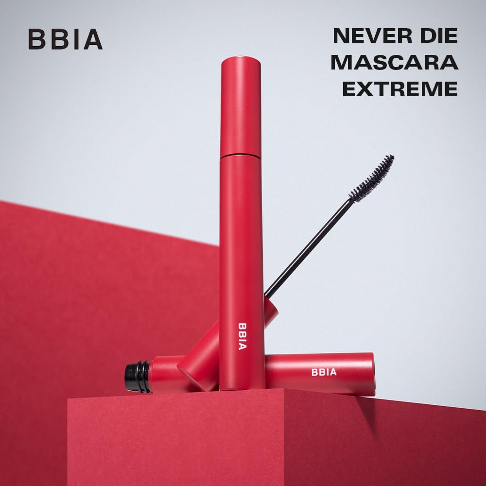 [BBIA] Тушь для ресниц Never Dye Extreme №01 Super Black 7 г Стойкая к смазыванию, сильный изгиб, идеально для макияжа айдолов, разделяет ресницы, стойкая фиксация,