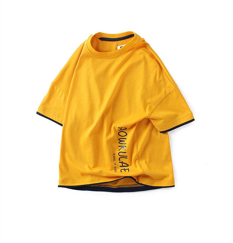 Детские летние хлопковые футболки в корейском стиле с короткими рукавами для мальчиков среднего и крупного возраста.