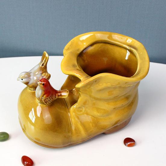 Ceramic Bird Boot Planter Pot Pen Holder Colorful Shoes Flowerpot Succulents Herb Plants Container Home Balcony Garden Decoration