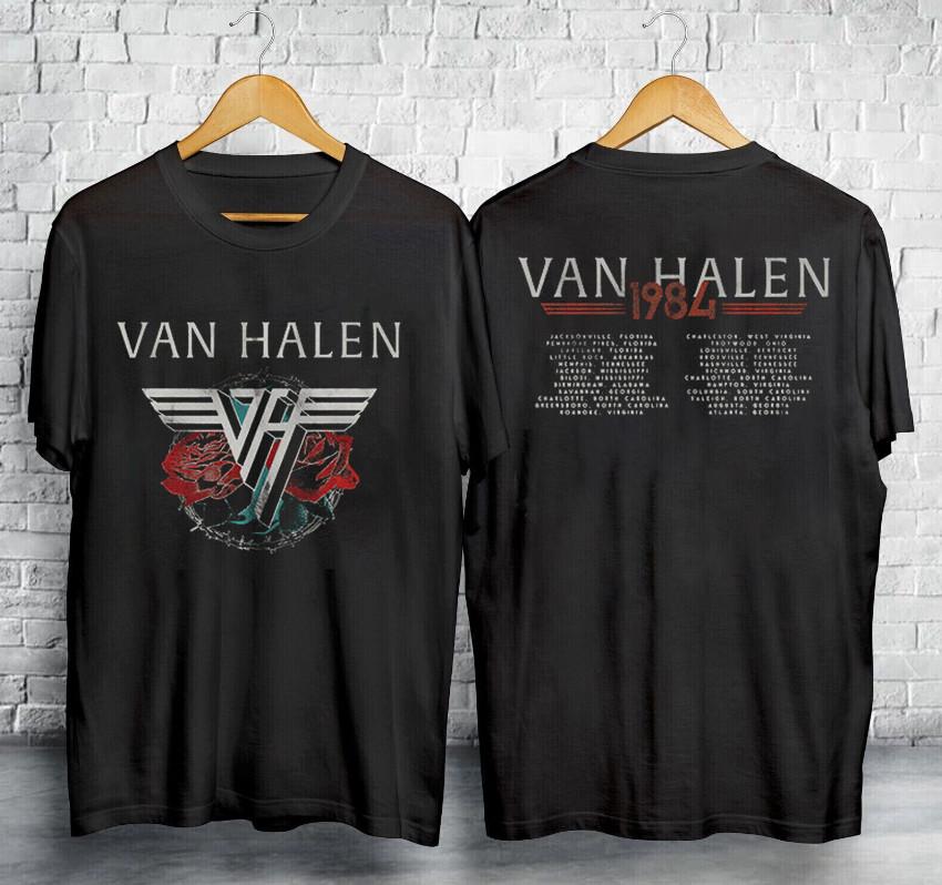 Винтажная футболка Van Halen 1984 года с принтом 'Barbed Wire & Roses Tour'