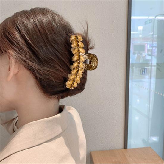 Женская заколка для волос «Колосок», стайлинг, нескользящие зубцы, большая заколка-акула, блестящий аксессуар для волос