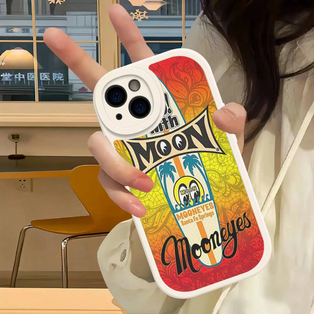 M-Moon-eyes Роскошный Для IPhone 16 15 14 13 12 11 Pro Max Plus Ударопрочный Кожаный Мягкий Чехол для Телефона