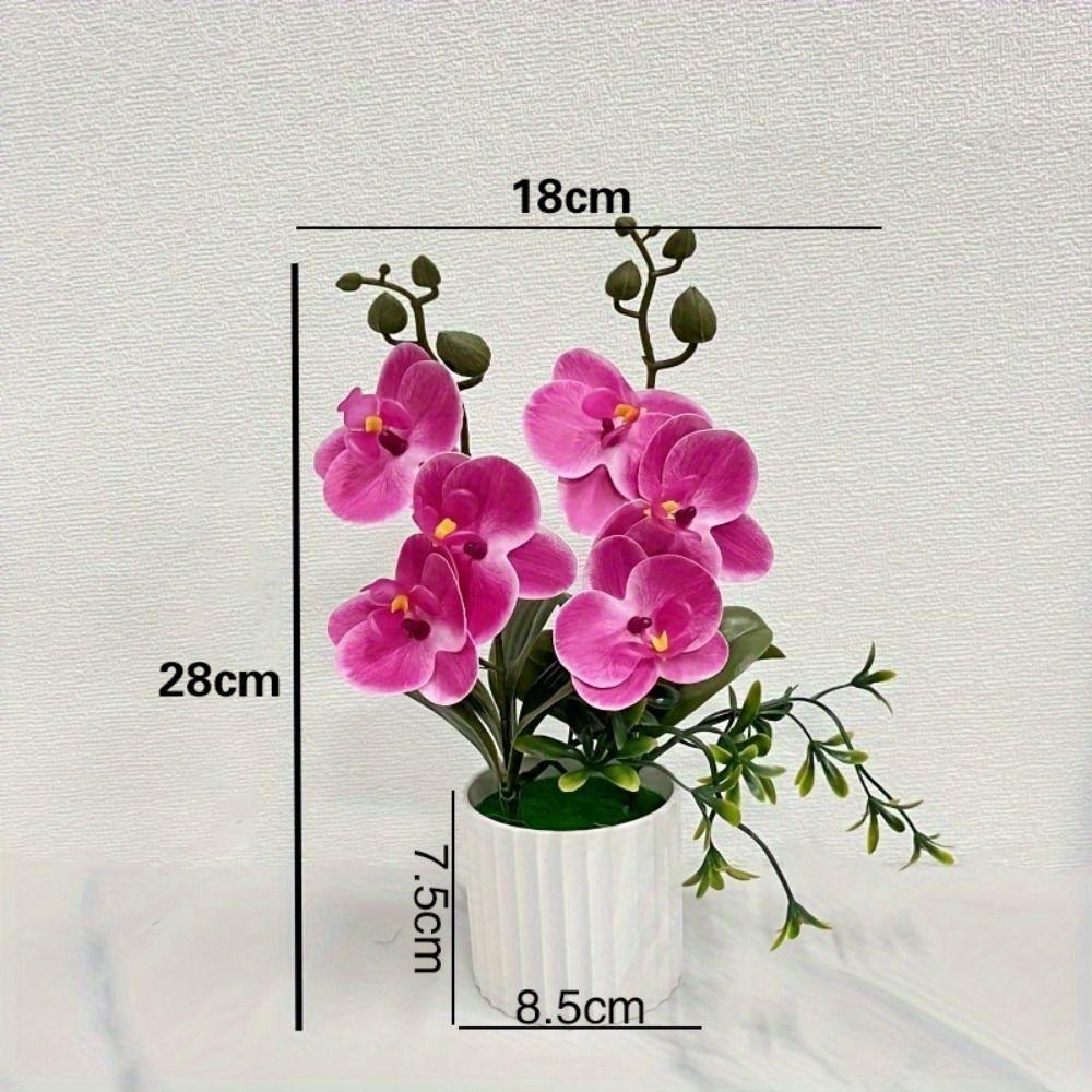 Multicolor Butterfly Orchid Artificial Flower 6 Blooms Faux Moth Orchid Potted Desktop Oranemnt