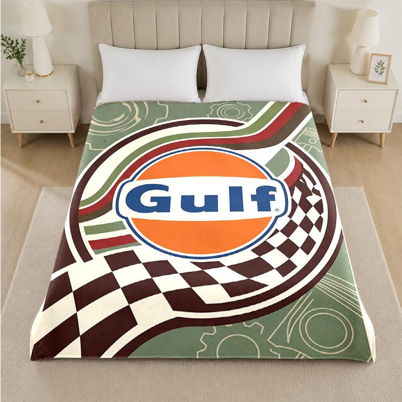 Gulf Print Flannel Blanket Cozy Lightweight Plush Throw Blanket For Bed Sofa Household Use