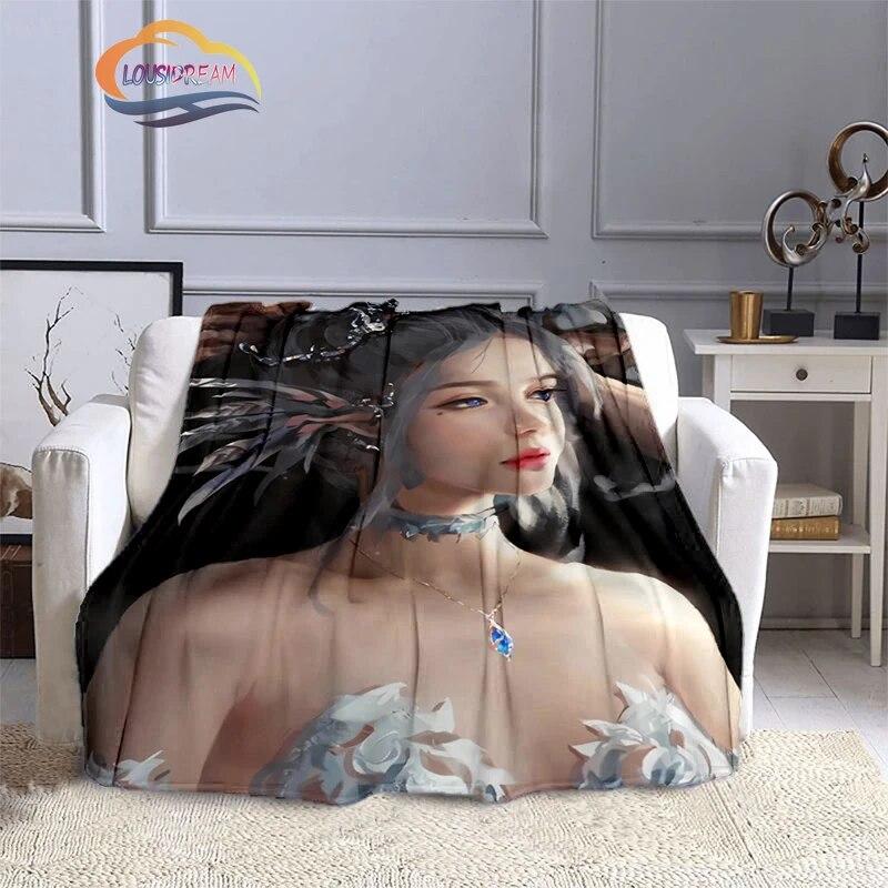 Ghost Blade Blanket 3D Printing Sexy   by Wolp Flannel Cashmere Blanket Girl Gift Beautiful Cartoon Girl
