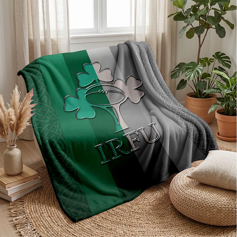 Ireland Rugby Flannel Fleece Blanket Cozy Warm Throw Blanket For Couch Bed Travel All Season Use