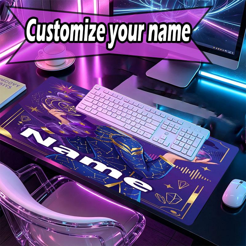 Custom Name Personalized Kpop Demon Hunter Pattern Mousepad, Laptop PC Desk Mat, Decorative Desk Mat for Home Keyboard Pad Gift