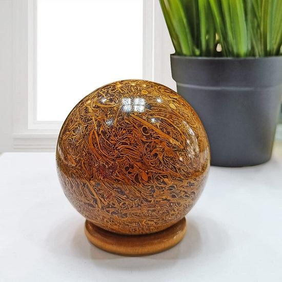 Reiki Healing Stone Sphere Natural Mariam Jasper Crystal Spheres with Stand Polished Gemstone Mariam Jasper Sphere Ball for Home Décor