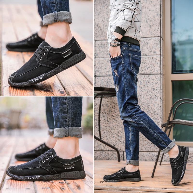 NEW Denim Men Canvas Shoe Lightweight Anti Slip Driving Shoe Comfortable Breathable Casual Shoe Retro Breathable Loafers for Men