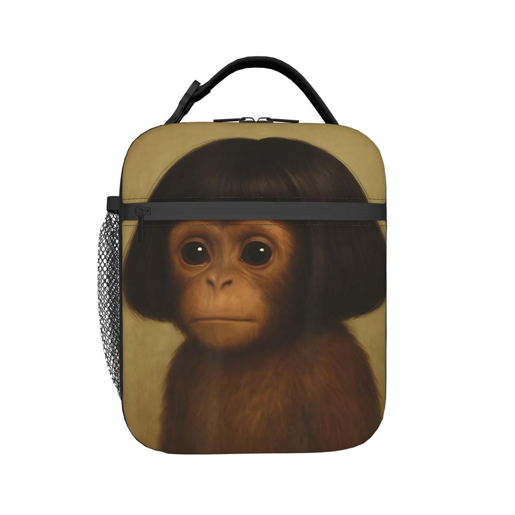 Insulated Lunch Boxes Thinking Monkey Meme Merch Lunch Container Causal Cooler Thermal Bento Box For School