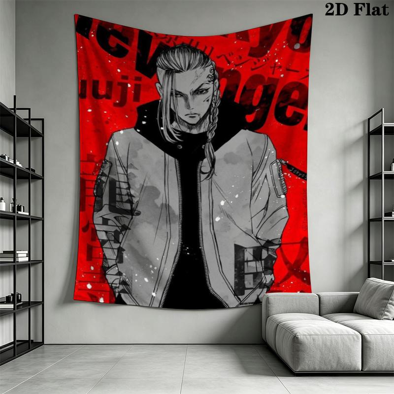 Tokyo Revengers Wall Tapestry Aesthetic Wall Hanging Printed Fabric Blanket Decorative Tapestries for Bedroom Living Room Home Decor