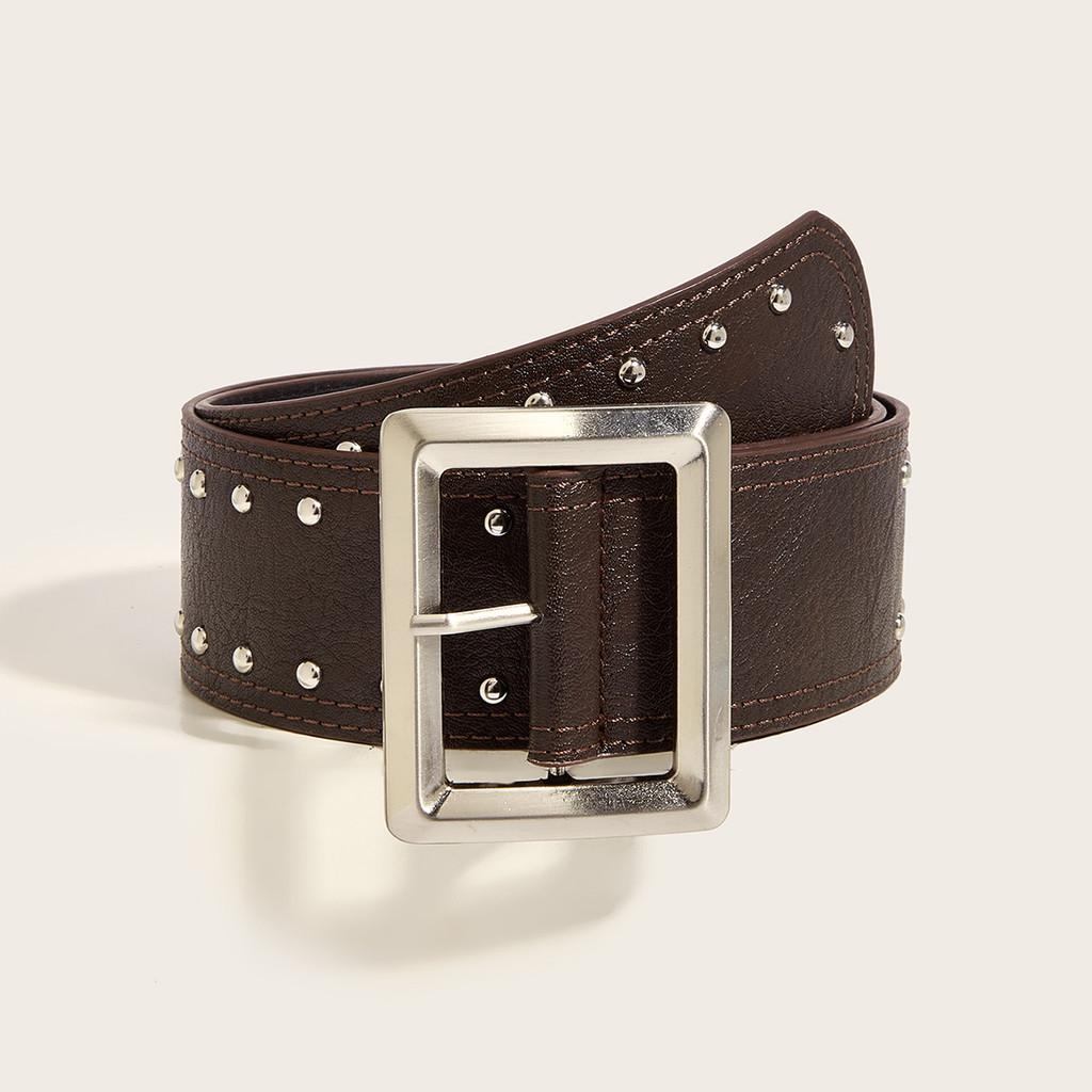 Leather Punkinspired Belt Decorative Nail Motifs Snap Closure Trendsetter Looks