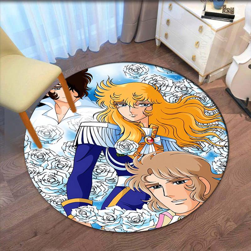 The Rose of Versailles Printed Round Rug Carpet Chair Rug Area Rug Entryway Doormats,for Office Chair Living Room Bedroom Kitchen Room.