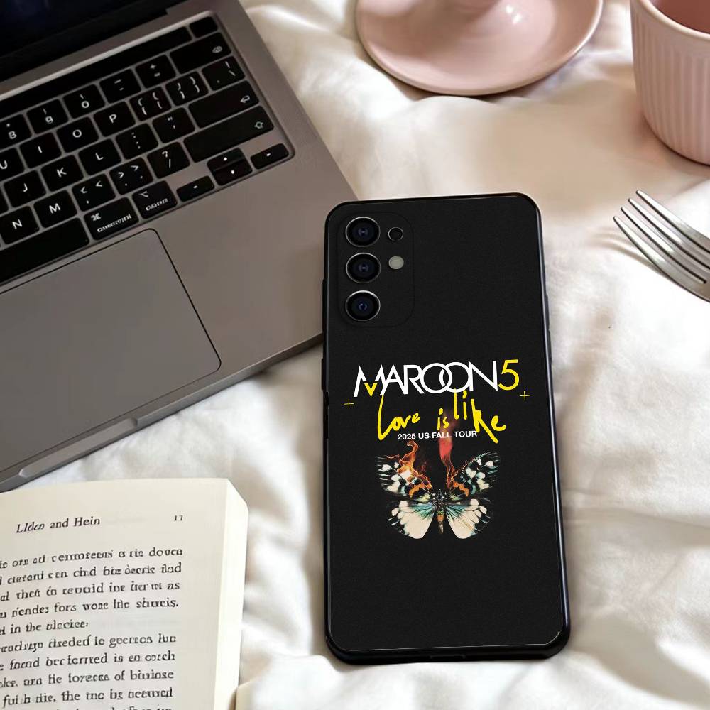 Band Maroon5 Phone Case For Samsung S25,24,23,22,30,21,10,9,Ultra,Plus,Lite,FE,4,5 G Soft Black Case