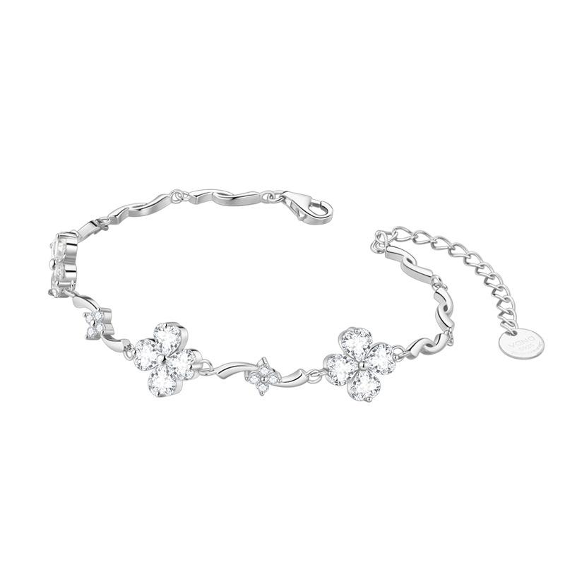 Новые серебряные ювелирные изделия 925 пробы с гальваническим покрытием Ins Niche Design High-end браслет с четырьмя листами клевера для женщин