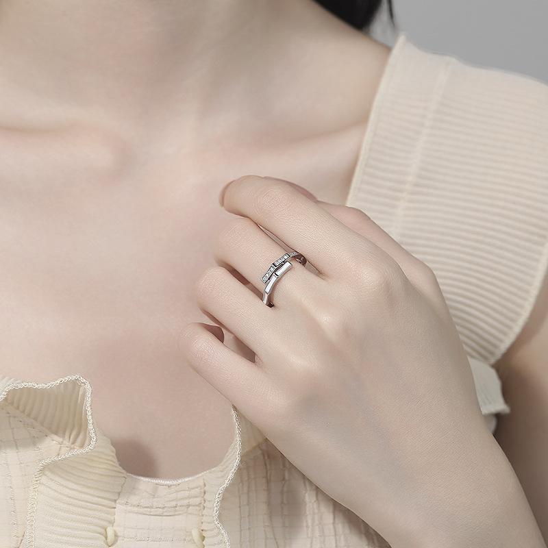 Bamboo Ring Female Medieval Niche Unique Design Sense Foreign Gas Enamel Decoration Adjustable Ring Korean Style