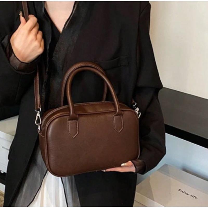 Простая однотонная ретро-сумка-боулинг для женщин, корейская новинка зимы, модная сумка для поездок на работу, на плечо, кроссбоди, сумка-подушка