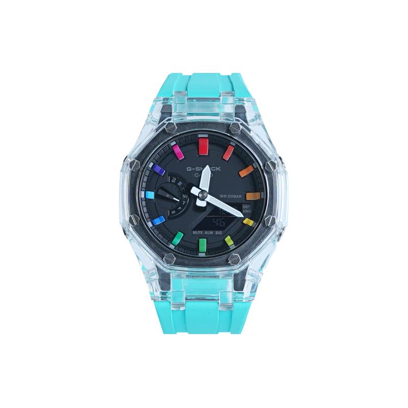 Casio Мужские часы Casio G-SHOCK Серия 48,5 мм Черные с двойным дисплеем (жидкокристаллический/аналоговый) GA-2100-1A-