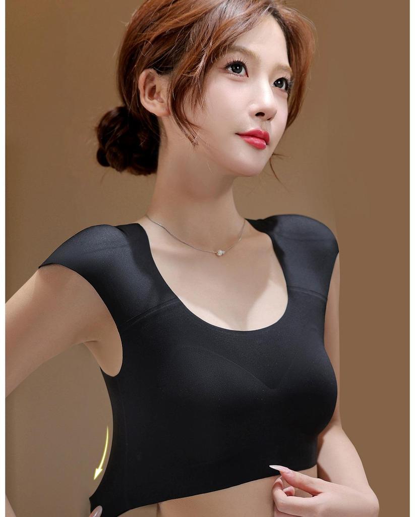 Плечевая накладка под прямым углом Невидимый бюстгальтер: Бесшовный бандаж для груди для женщин, уменьшает внешний вид большой груди