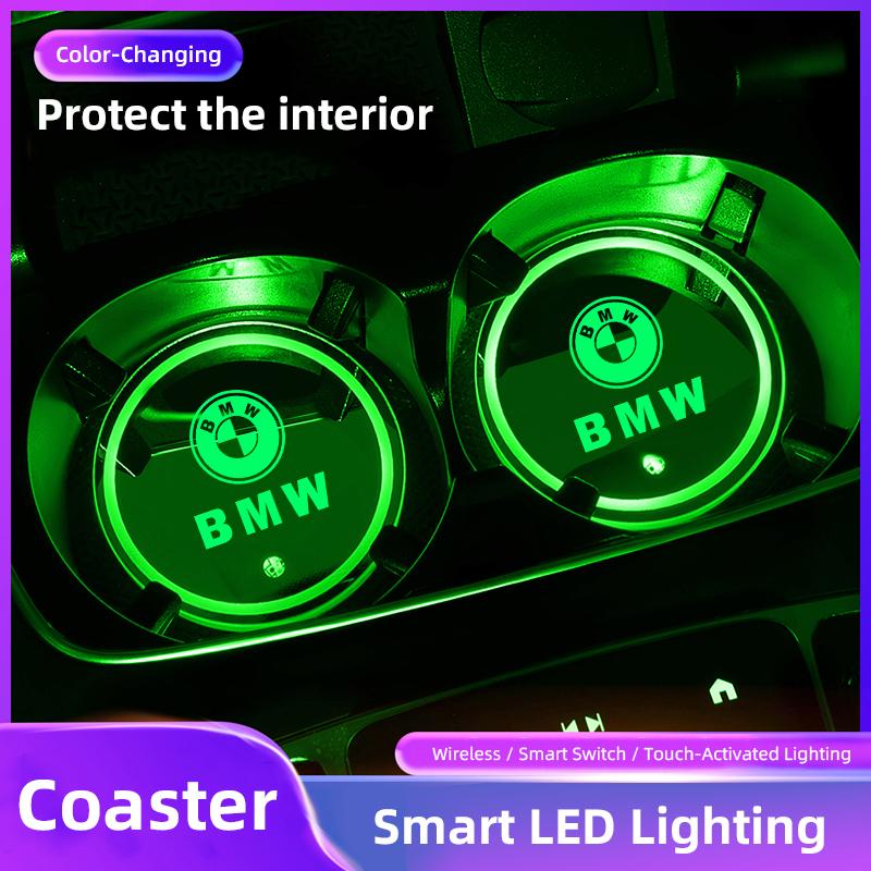 BERV3 Car Smart Illuminated Coaster Water Cup Bottle Holder Anti-slip Pad Auto StickeFor BMW X1 X2 X3 X5 X4 X6 X7 iX3 F20 F10 F07 E70