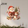 Self Adhesive Christmas Glass Decals Cute Santa Snowman Wall Decals, Removable PVC Stickers with Holiday Festive Window Elf Gift Elements, Decor