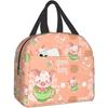Милые мультяшные сумки для обеда со свиньей для женщин и мужчин, изолированная сумка для обеда Bento с передним карманом для офиса, школы, пикника
