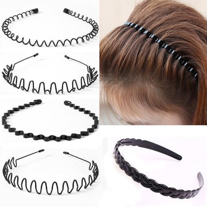 Модные женские мужские унисекс модные черные волны высокого качества 1 шт аксессуары повязка для волос металлический спортивный минималистский