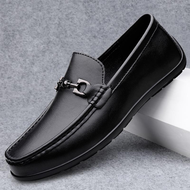 Handmade Male Comfortable Walking Shoe Genuine Leather Mens Slip On Shoes Fashion Mens Lightweight Loafers All-match Male Shoes