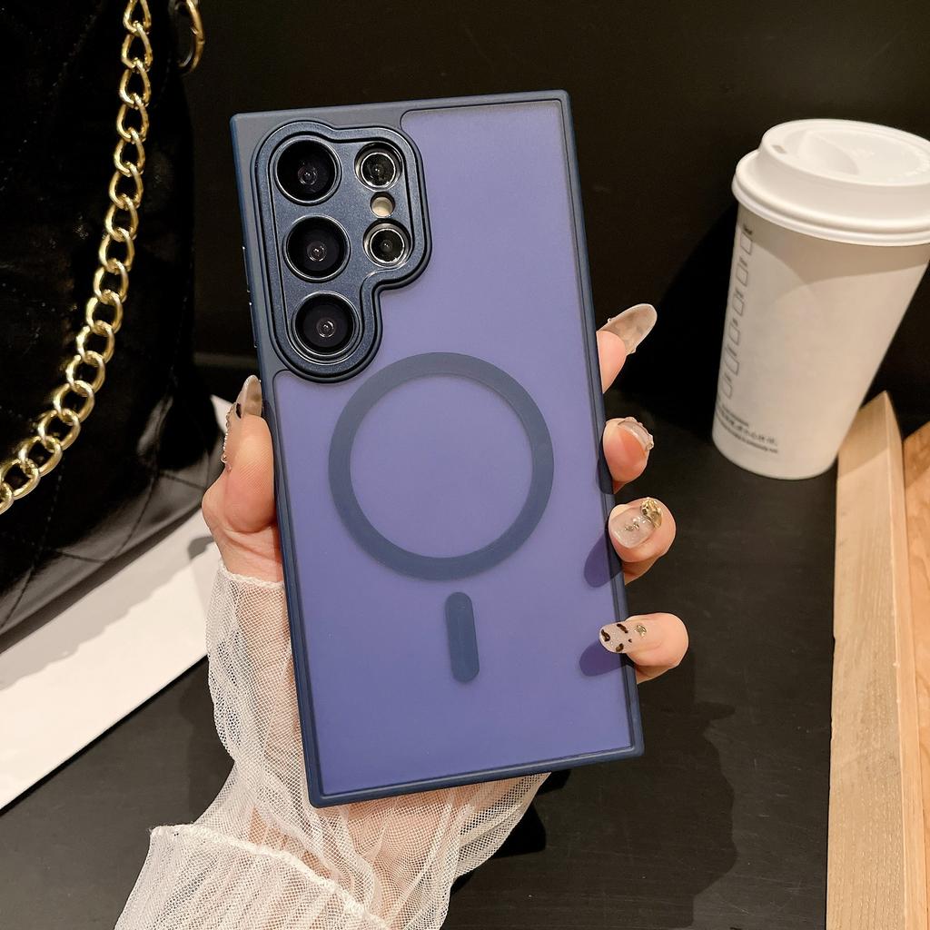 Suitable for Samsung S25ultra Skin Sensitive Magnetic Suction Mobile Phone Case S24plus Matte S23 Lens Film Full Inclusive Protective Case