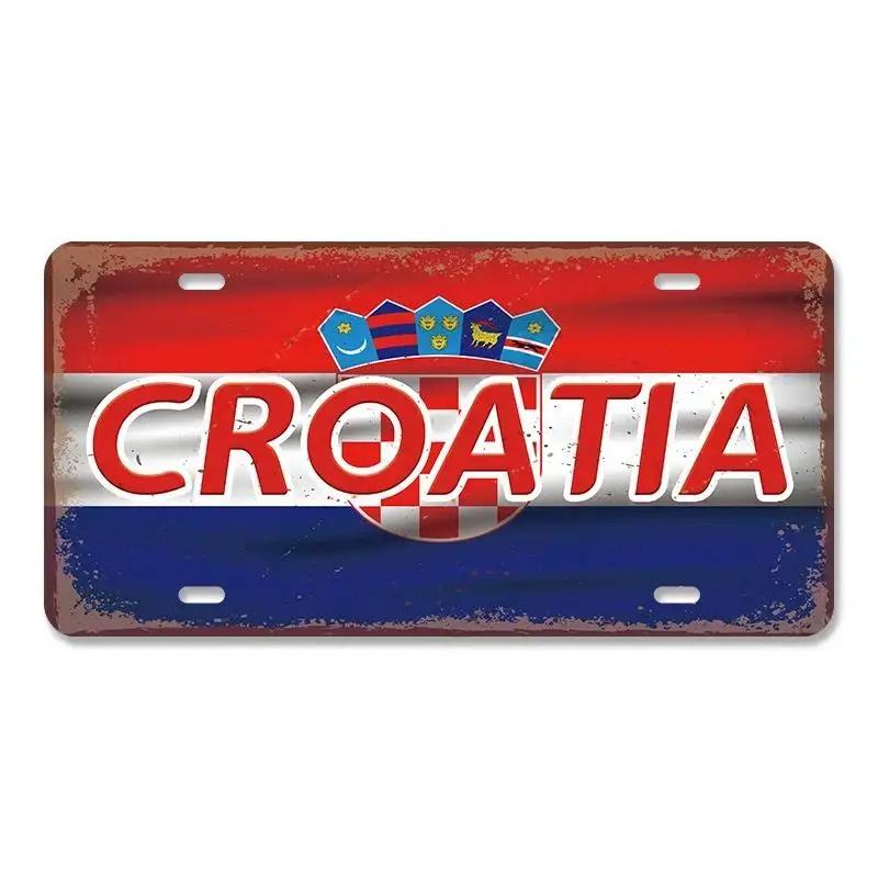 Винтажный плакат с названием страны, автомобильные лицензии, металлические жестяные знаки, Россия, Франция, Бразилия, металлическая пластина, гараж, гостиная, Ретро Настенный декор