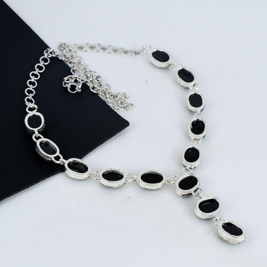 Beautiful Black Onyx Gemstone Handmade 925 Sterling Silver Necklace, Black Onyx Silver Necklace For Wife, Unisex Necklace, Birthday Gift