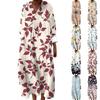 Женское повседневное модное платье макси с V-образным вырезом и длинными рукавами с цветочным принтом
