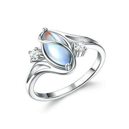 Серебряное гальваническое кольцо с кошачьим глазом, меняющим цвет, огранки «маркиза» – Европейская и американская мода, украшение на фалангу пальца