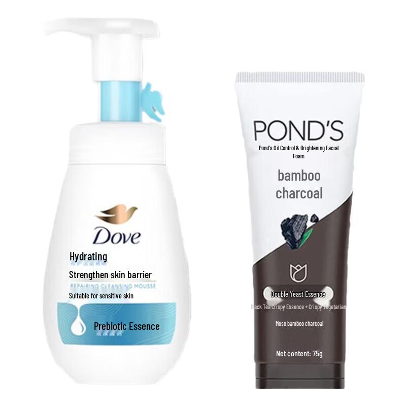 Pond's Bamboo Charcoal Cleanser & Dove Cleansing Mousse Set