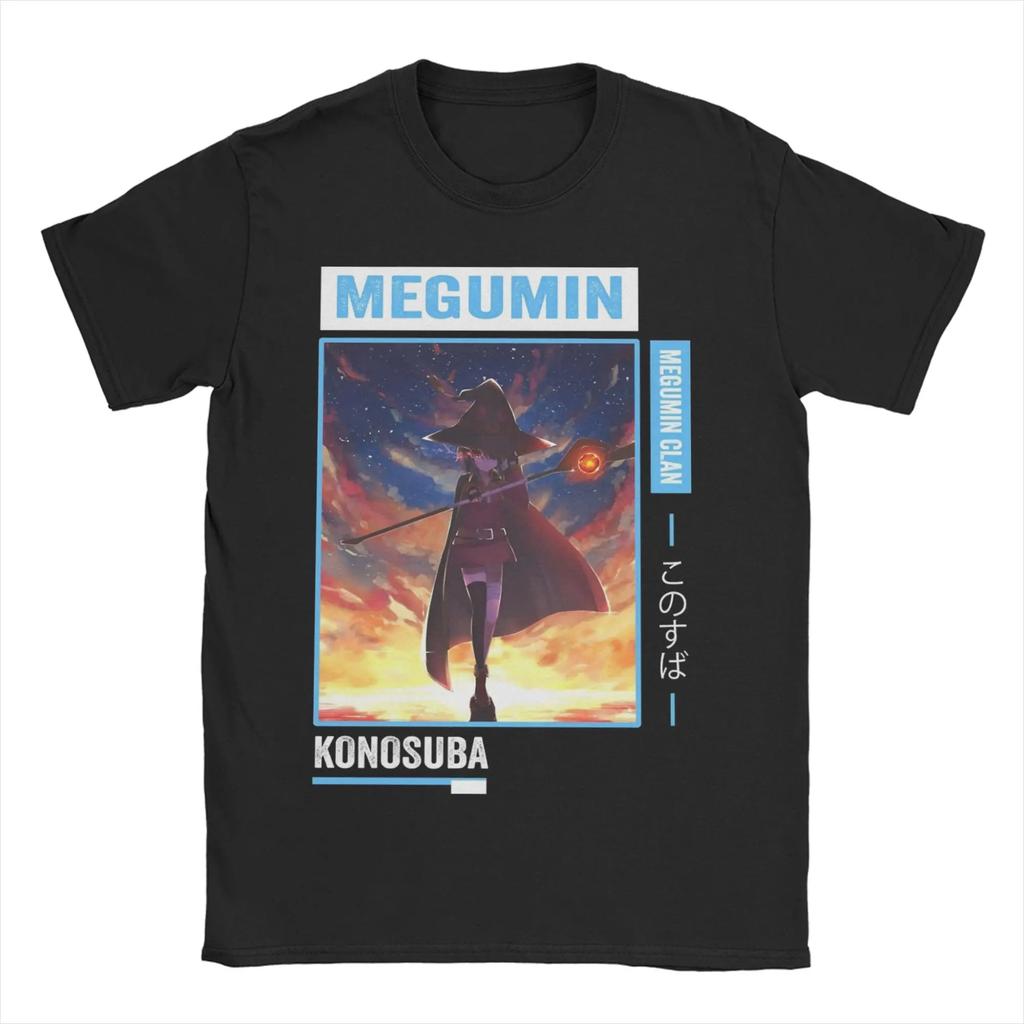 Футболка Konosuba Мегумин для Мужчин Женщин Смешная Хлопковая Футболка С Круглым Вырезом С Коротким Рукавом Футболки Одежда