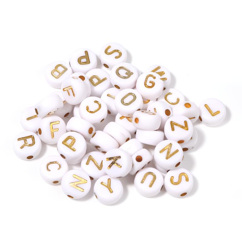 100pcs 7mm Multicolor Acrylic Alphabet Beads Heart Numbers Letter Loose Beads For Jewelry Making DIY Bracelets Gift Wholesale