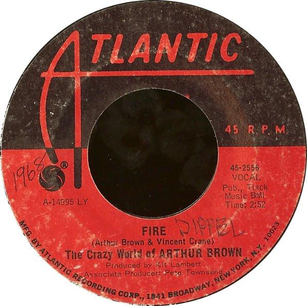 7-дюймовая пластинка CRAZY WORLD OF ARTHUR BROWN - Fire / Rest Cure 452556 Atlantic 1968 US Рок Б/У