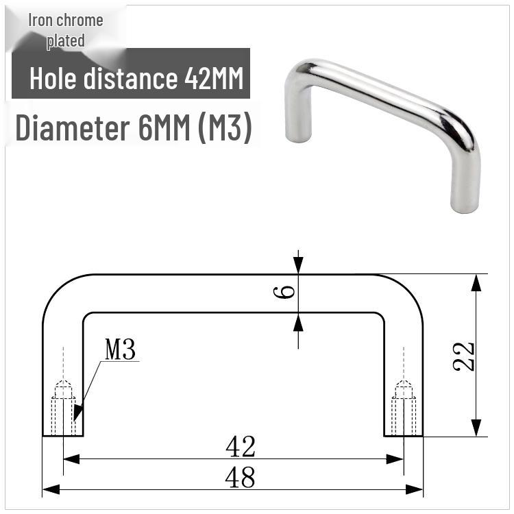 304 Stainless Steel U-Shaped Cabinet Handle, Polished Carbon Steel Round Bar Pull, available in sizes M3, M4, M5.