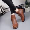 Handmade Ankle Boots With Fur Retro Boots Shoes Women Fashion Handmade Slip-on Soft Leather Winter Warm Boots Ladies C260