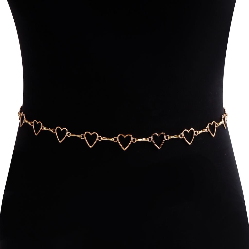 Cute Hollow Heart Waist Belly Chain for Women Summer Beach Sexy Simple Body Chain Vacation Jewelry Accessories Gift
